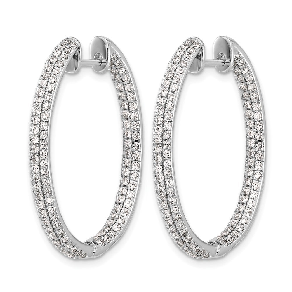 14k White Gold Diamond In/Out Hinged Hoop Earrings
