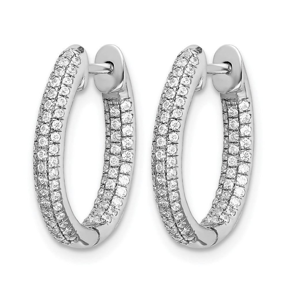 14k White Gold Diamond In/Out Hinged Hoop Earrings