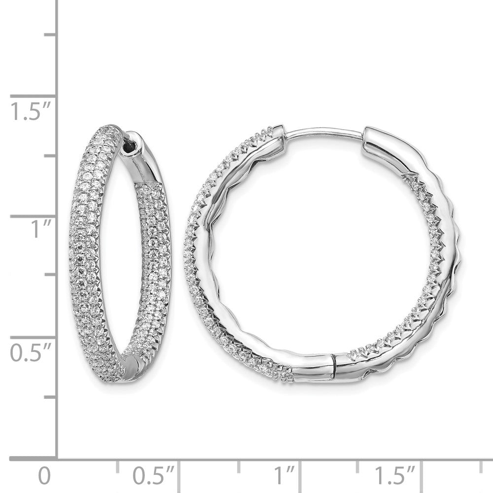 14k White Gold 1 1/2Ctw Hinged Hoop Diamond Earrings
