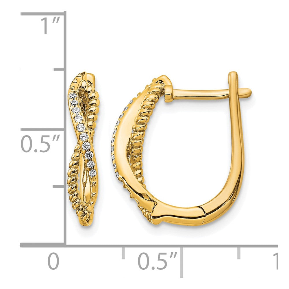 14k Diamond and Twisted Rope Hinged Post Earrings