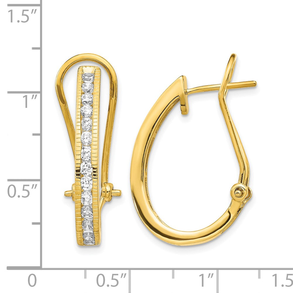 14k Gold Diamond Omega Back Hoop Earrings