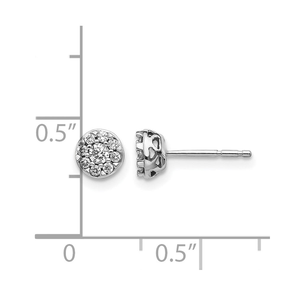 14k White Gold Diamond Cluster Earrings
