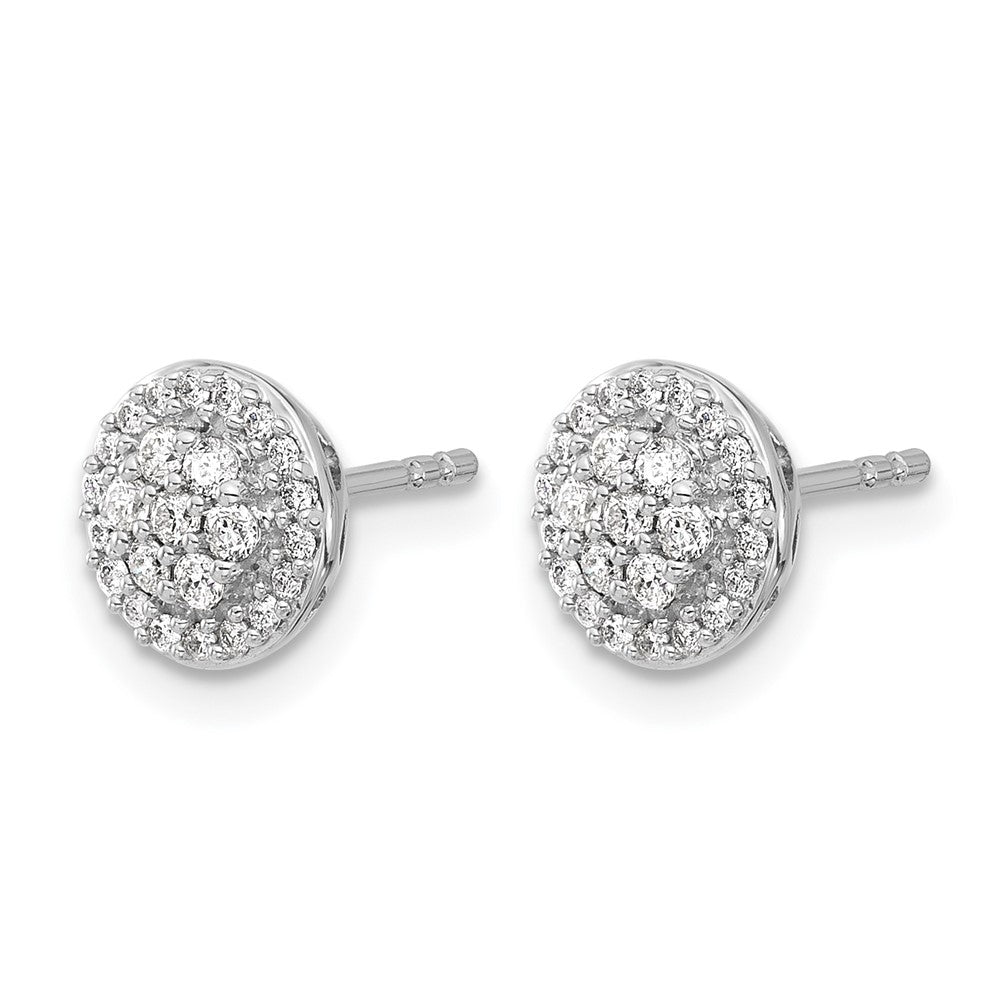 14k White Gold Diamond Cluster Earrings