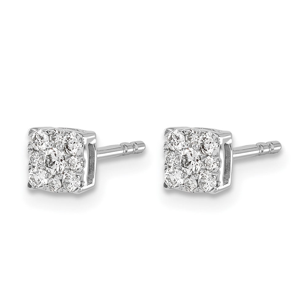 14k White Gold Diamond Cluster Post Earrings