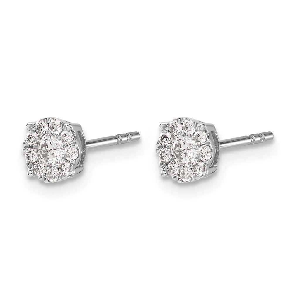 14k White Gold Diamond Cluster Post Earrings
