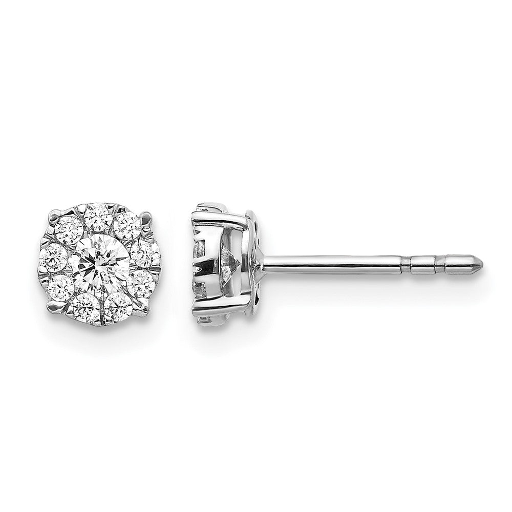 14k White Gold Diamond Cluster Post Earrings