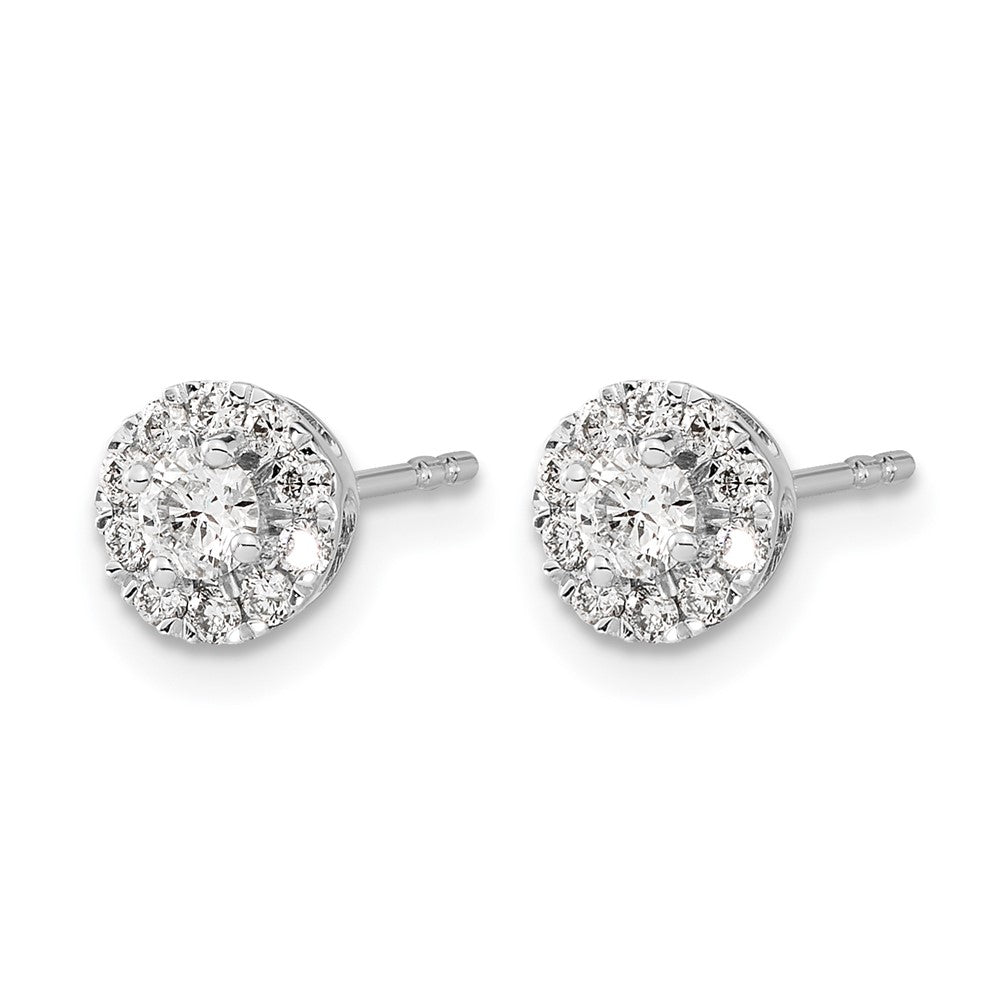 14k White Gold Diamond Cluster Post Earrings