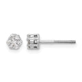 10k White Gold Diamond Cluster Screwback Post Earrings