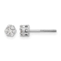 14k White Gold Diamond Cluster Screwback Post Earrings