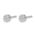 14k White Gold Diamond Cluster Screwback Earrings