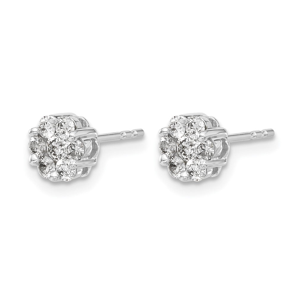14k White Gold Diamond Cluster Push Back Earrings