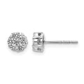 14k White Gold Diamond Cluster Push Back Earrings