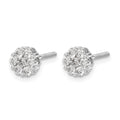 14k White Gold Diamond Cluster Screwback Earrings