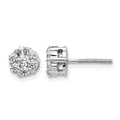 14k White Gold Diamond Cluster Screwback Earrings