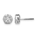 14k White Gold Diamond Cluster Screwback Earrings