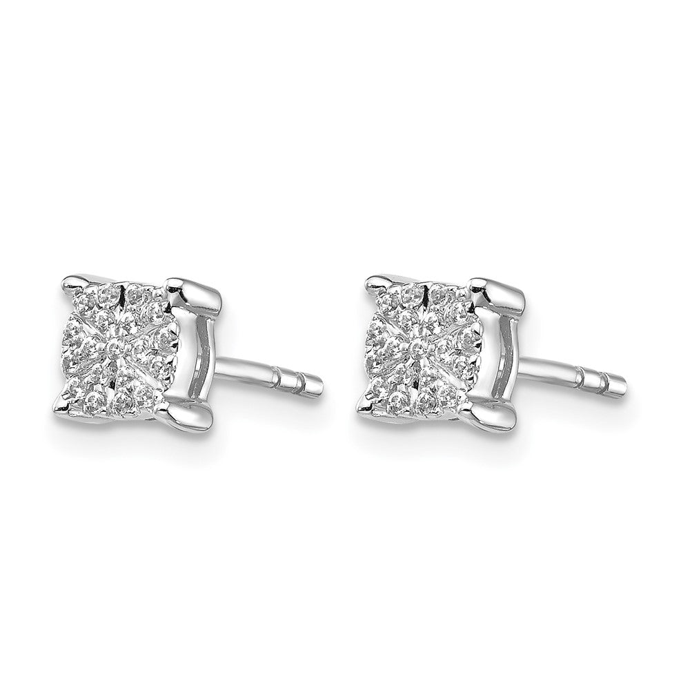 14k White Gold Diamond Cluster Post Earrings