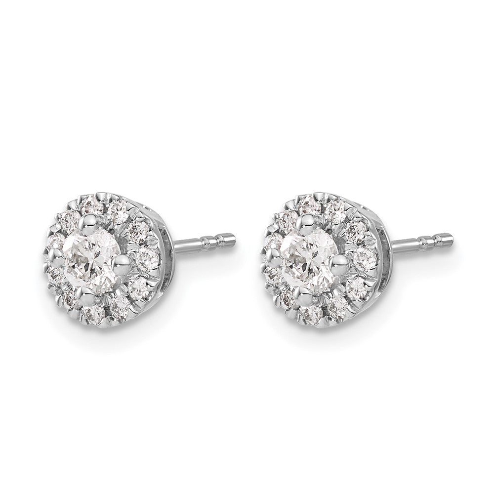 14k White Gold Diamond Cluster Post Earrings