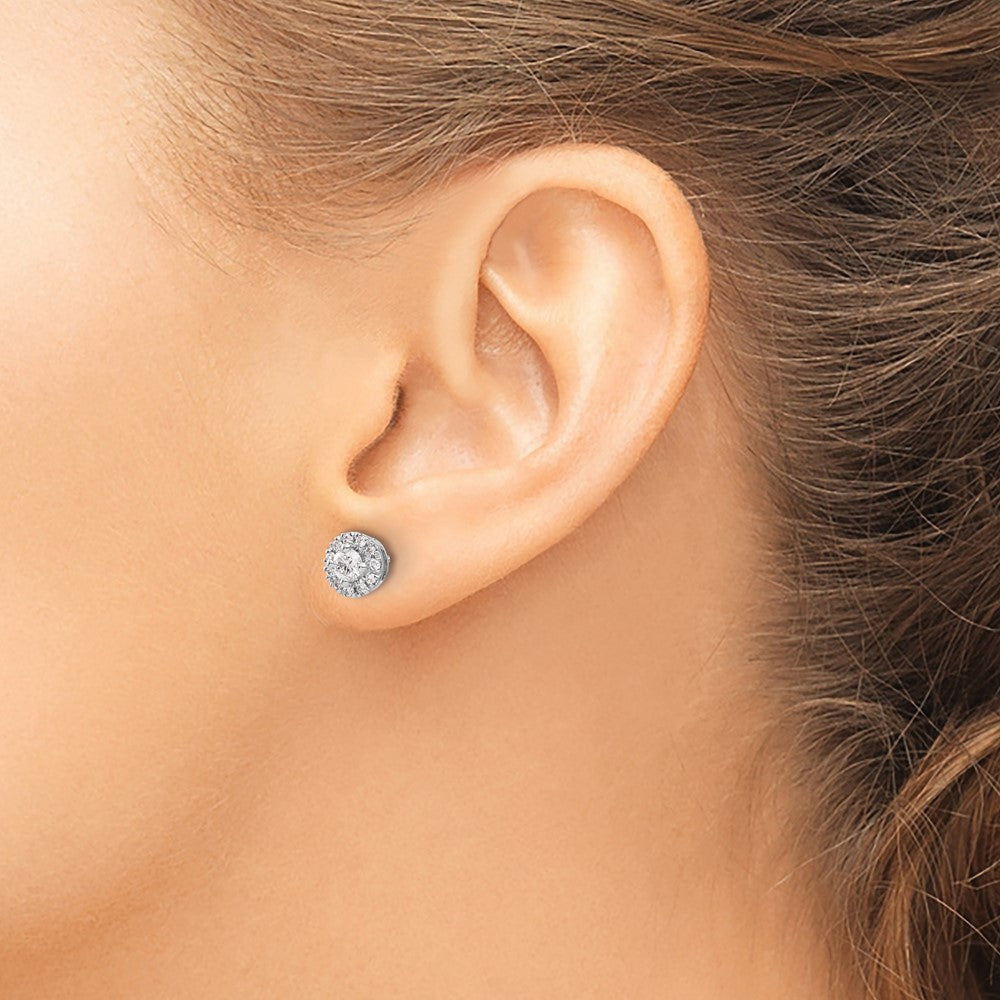 14k White Gold Diamond Cluster Post Earrings