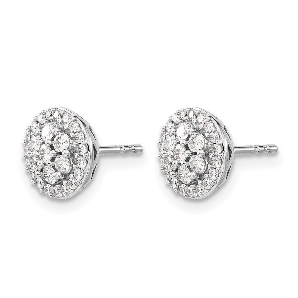 14k White Gold Diamond Cluster Post Earrings