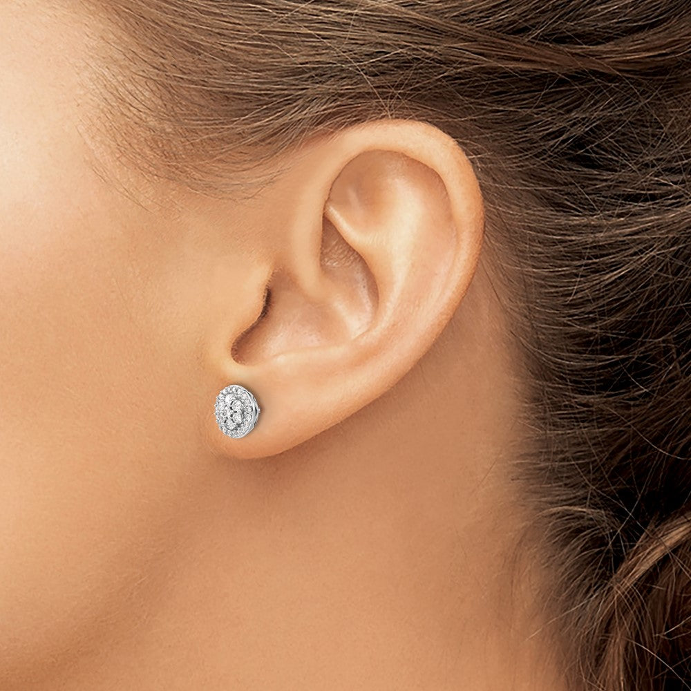 14k White Gold Diamond Cluster Post Earrings