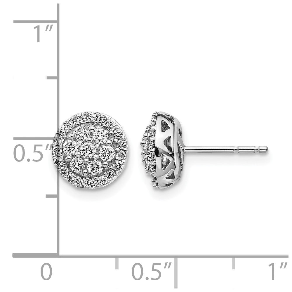 14k White Gold Diamond Cluster Post Earrings