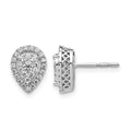 14k White Gold Teardrop Cluster Diamond Post Earrings
