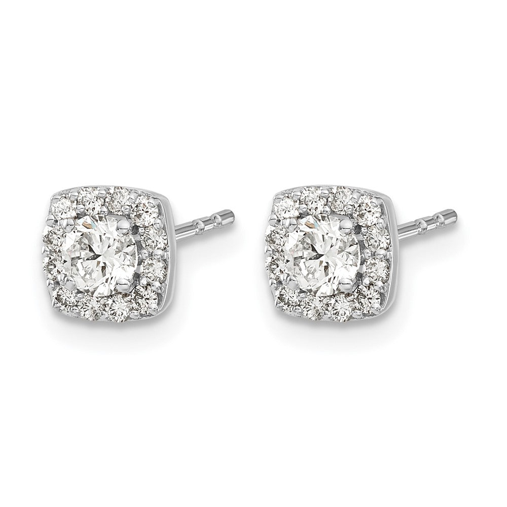 14k White Gold Square Cluster Diamond Earrings