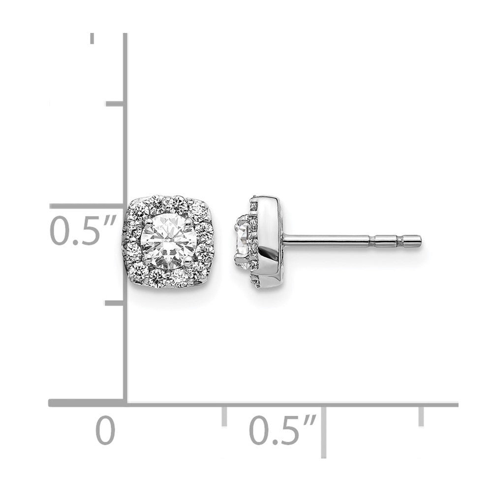 14k White Gold Square Cluster Diamond Earrings