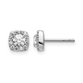 14k White Gold Square Cluster Diamond Earrings