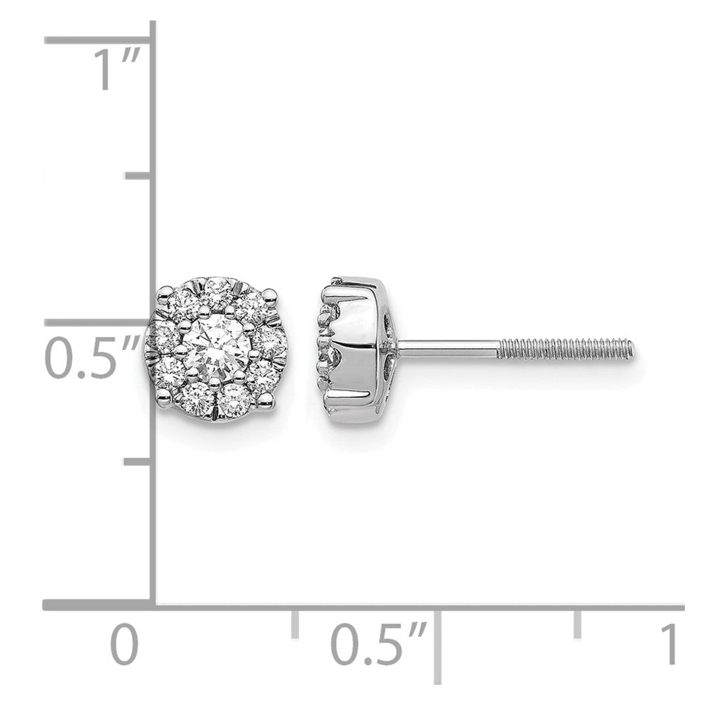 14k White Gold Cluster Diamond Screw Back Post Earrings