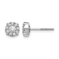 14k White Gold Cluster Diamond Screw Back Post Earrings
