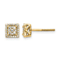 14k Diamond Square Screw Back Post Earrings