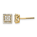 14k Diamond Square Screw Back Post Earrings