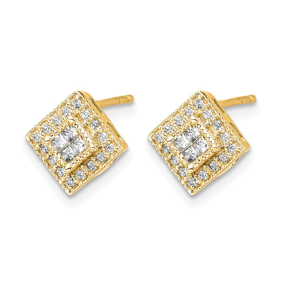 10k Polished Diamond Post Earrings