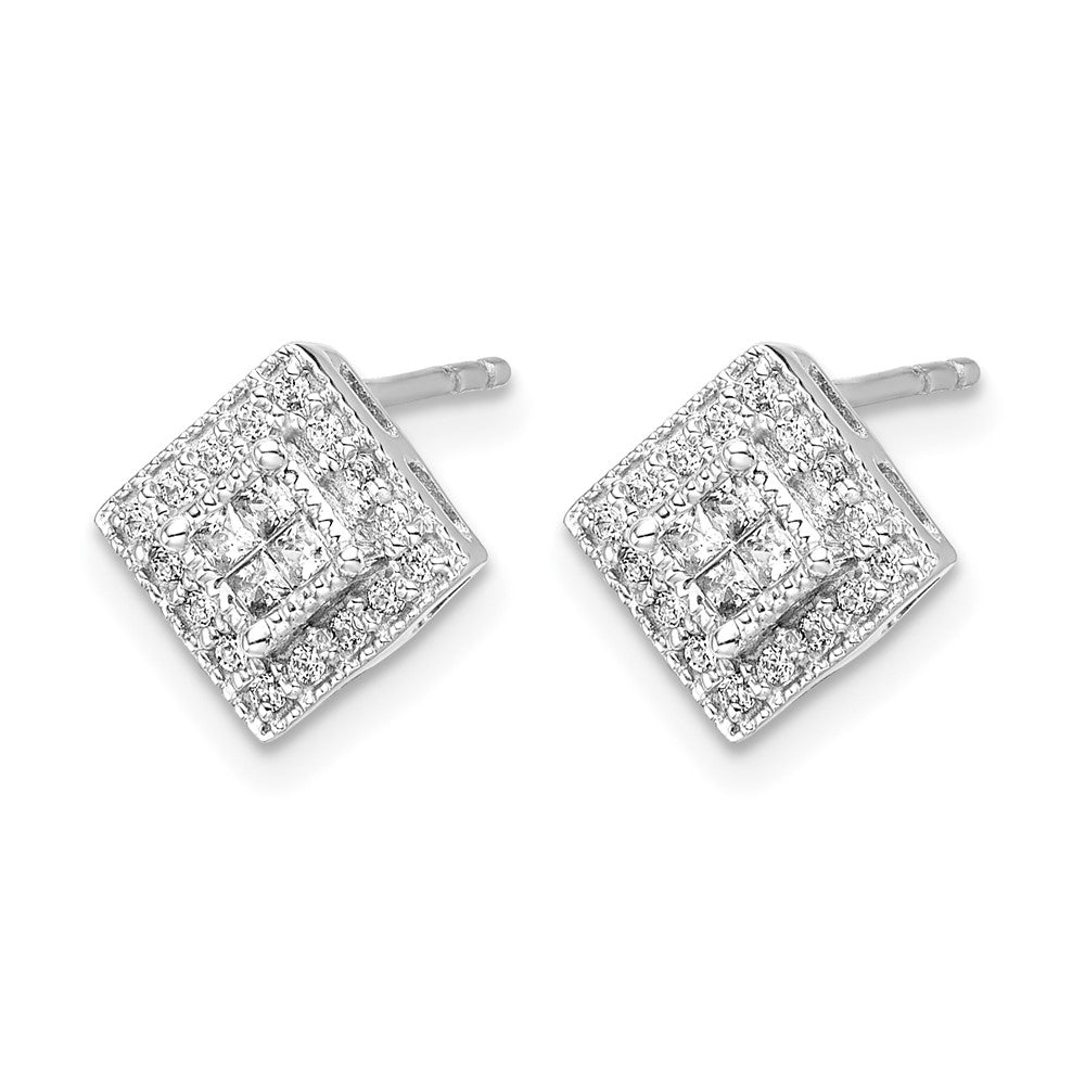 14k White Gold Diamond Post Earrings