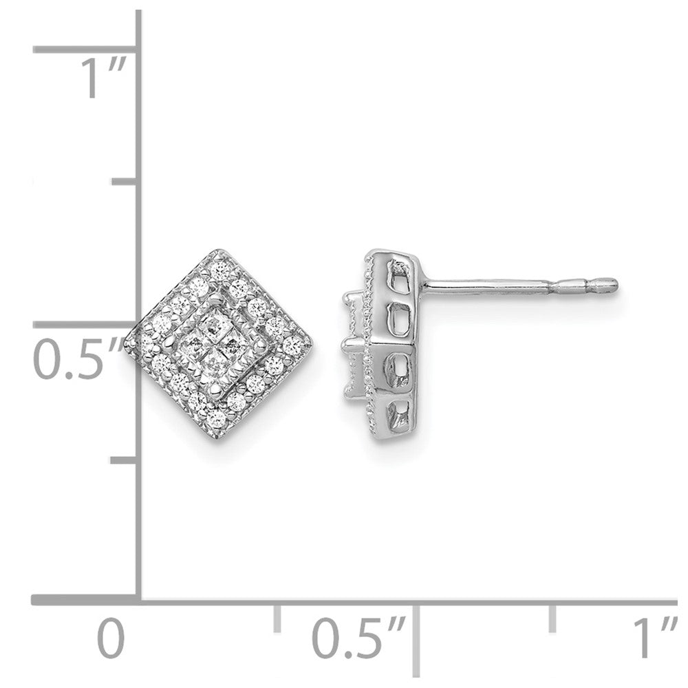 14k White Gold Diamond Post Earrings