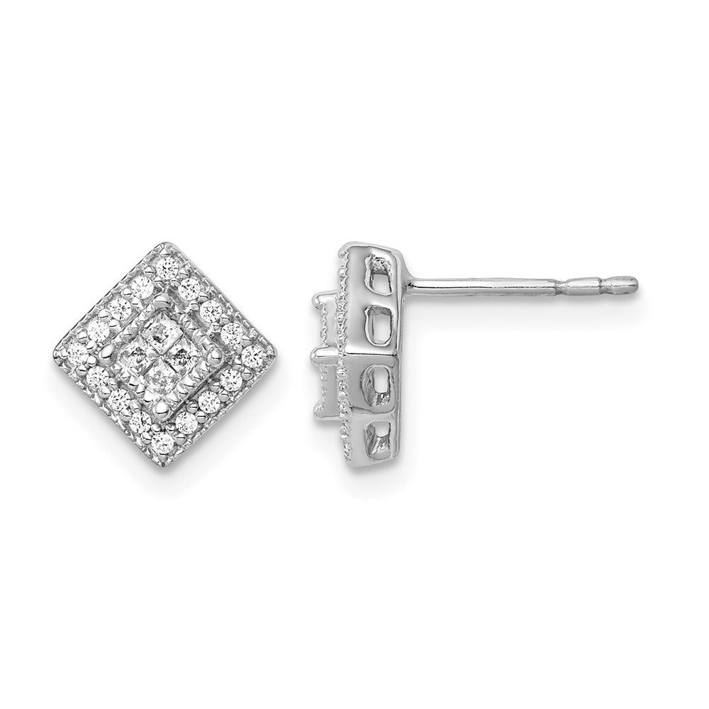 14k White Gold Diamond Post Earrings