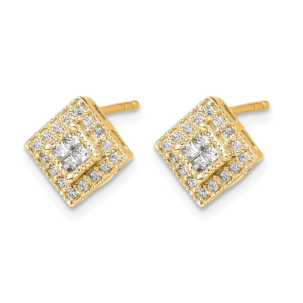 14k Polished Diamond Post Earrings