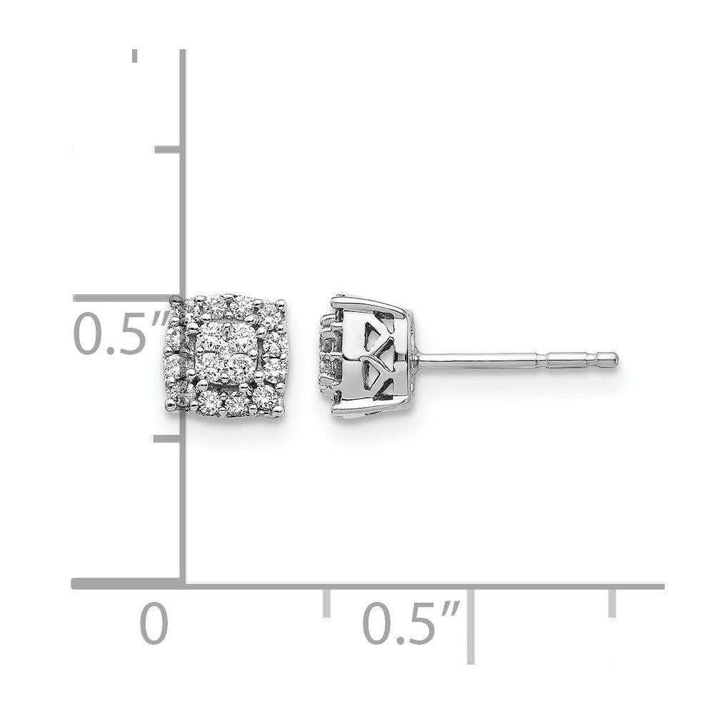 14k White Gold Diamond Post Earrings