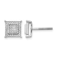 14k White Gold Diamond Small Double Square Bezel Post Earrings