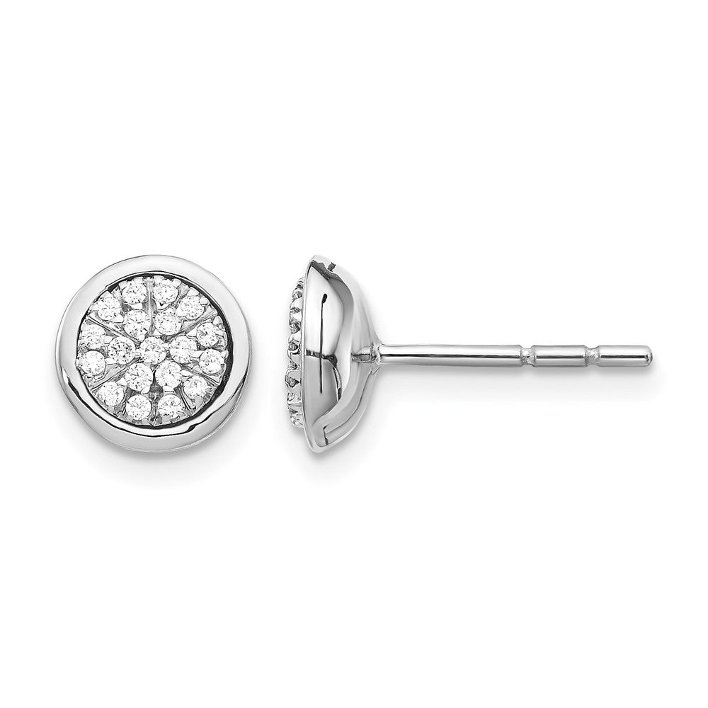 14k White Gold Diamond Cluster Post Earrings
