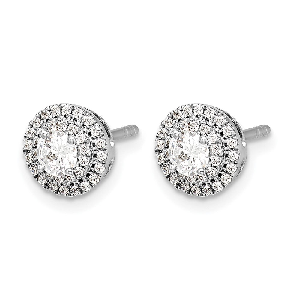14k White Gold Diamond Cluster Post Earrings