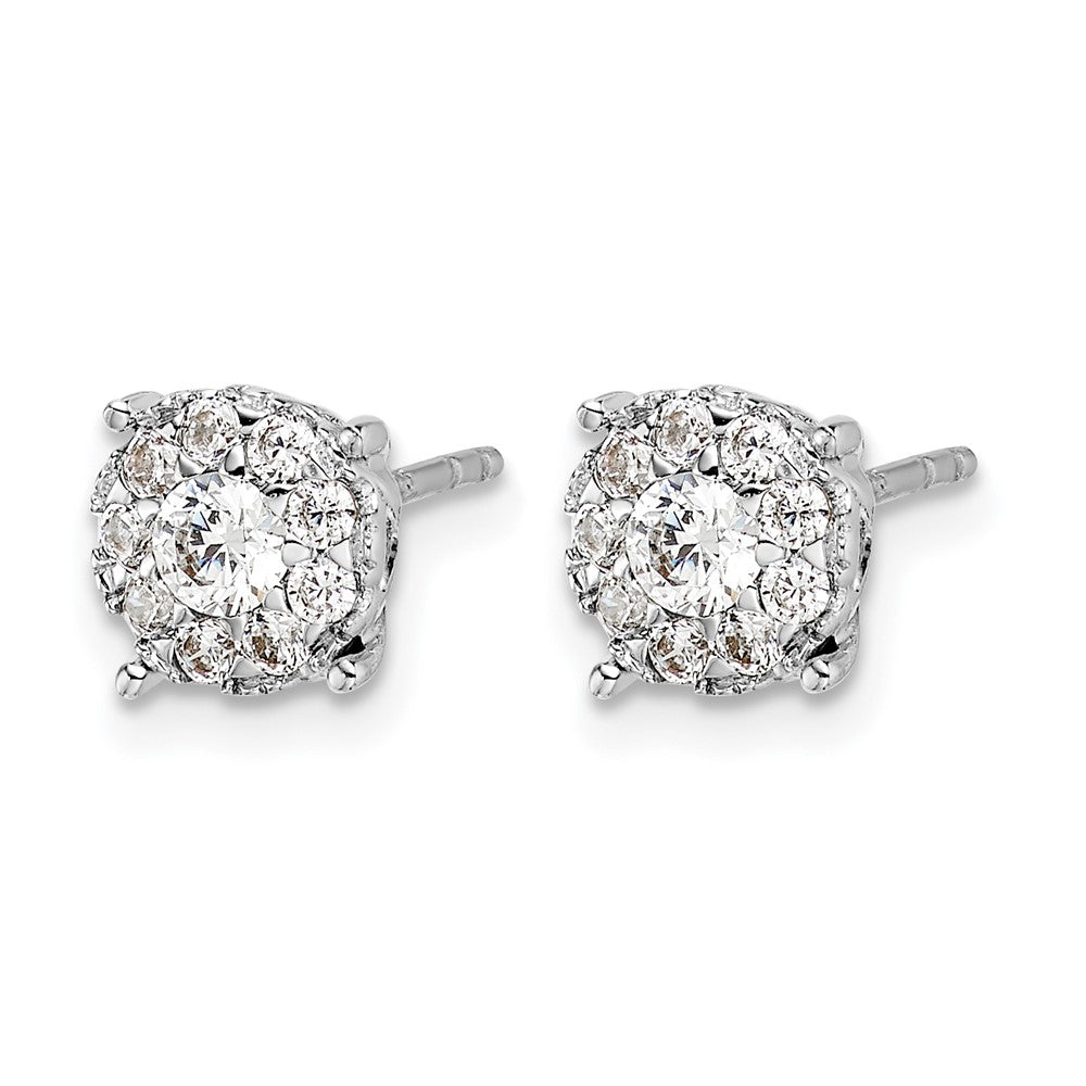 14k White Gold Diamond Cluster Post Earrings