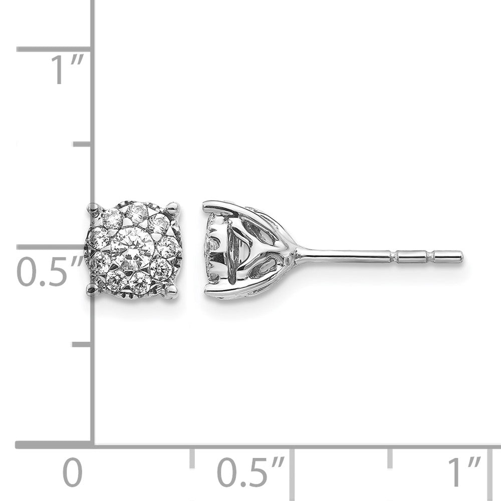 14k White Gold Diamond Cluster Post Earrings