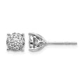 14k White Gold Diamond Cluster Post Earrings
