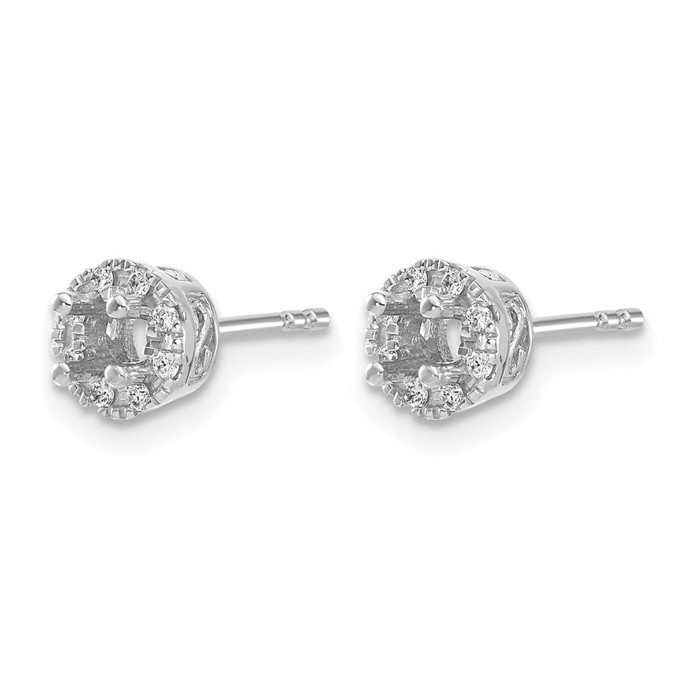 14k White Gold Diamond Semi-mount Stud Earrings
