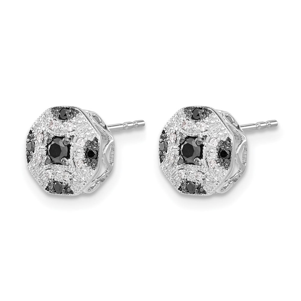 14k White Gold Fancy White and Black Diamond Post Earrings