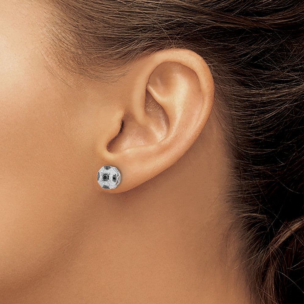 14k White Gold Fancy White and Black Diamond Post Earrings