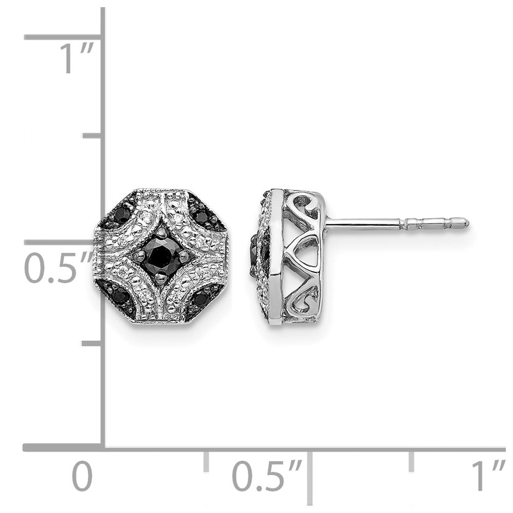 14k White Gold Fancy White and Black Diamond Post Earrings
