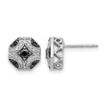 14k White Gold Fancy White and Black Diamond Post Earrings